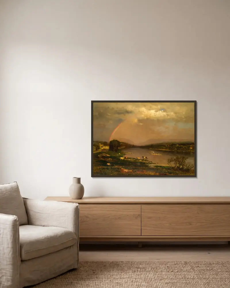 Delaware Water Gap av George Inness inramad på en vägg