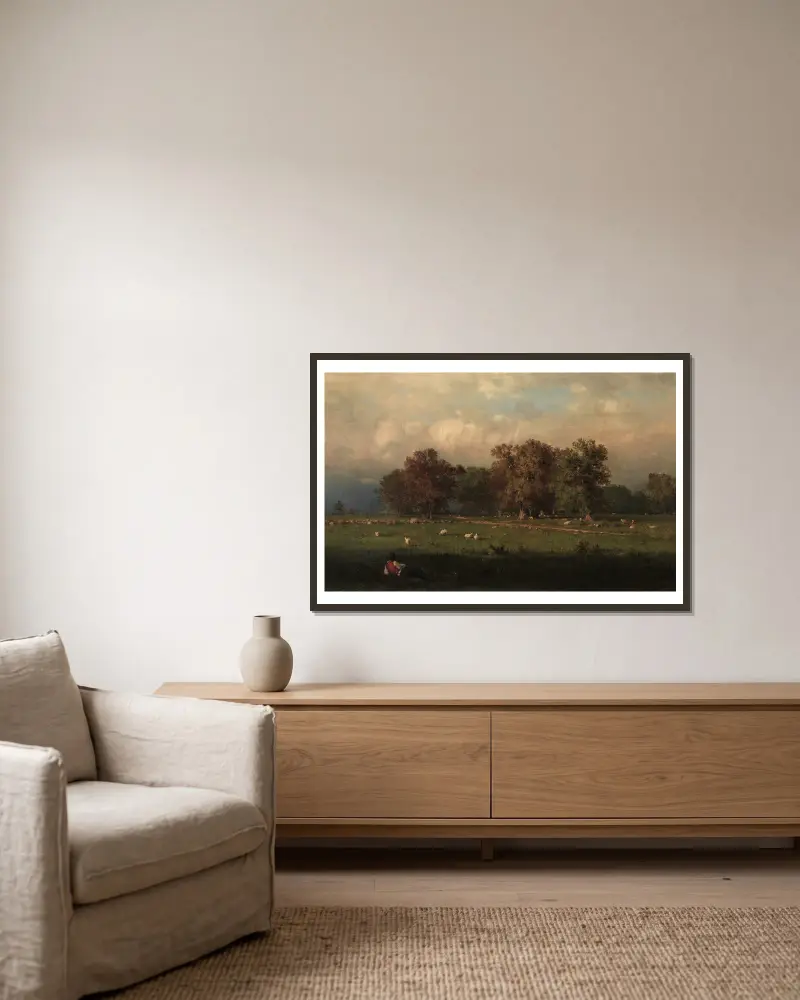 Durham, Connecticut von George Inness gerahmt an einer Wand