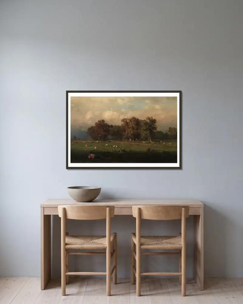 Durham, Connecticut von George Inness gerahmt an einer Wand