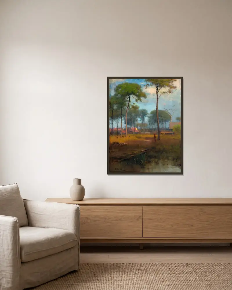Tidig morgon, Tarpon Springs av George Inness inramad på en vägg