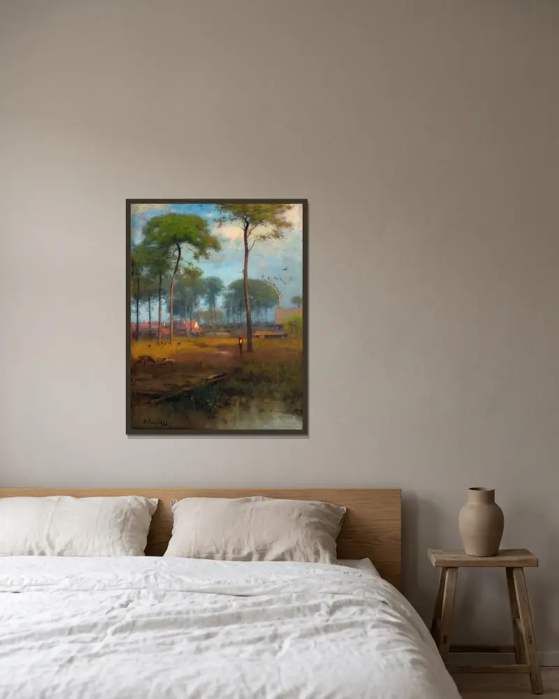 Tidig morgon, Tarpon Springs av George Inness inramad på en vägg