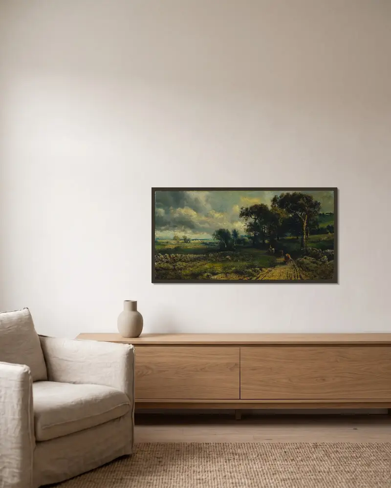 Lätta moln av George Inness inramad på en vägg