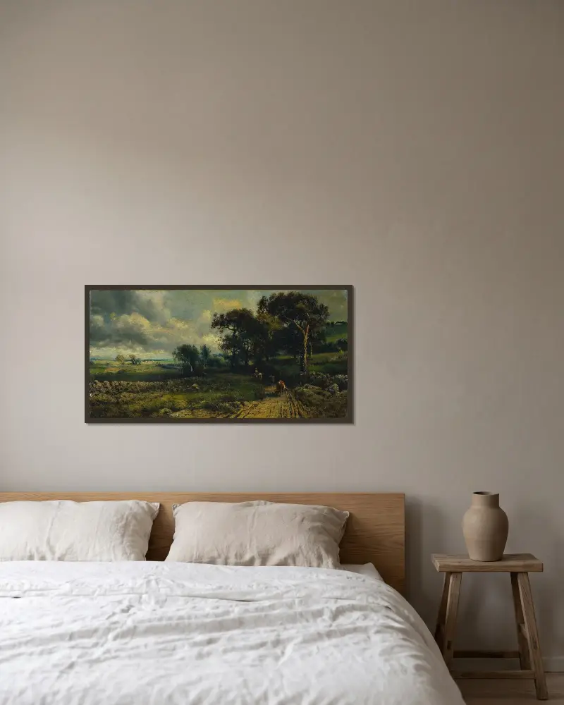 Lätta moln av George Inness inramad på en vägg