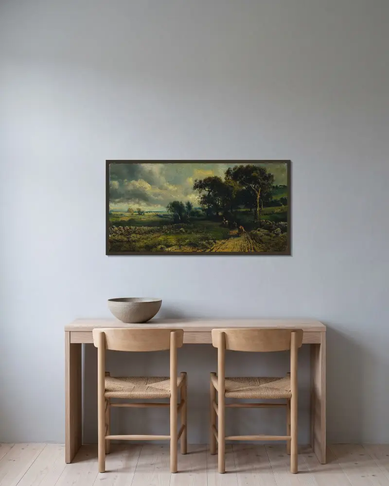 Lätta moln av George Inness inramad på en vägg