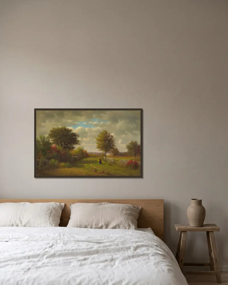 På väg till marknaden av George Inness inramad på en vägg