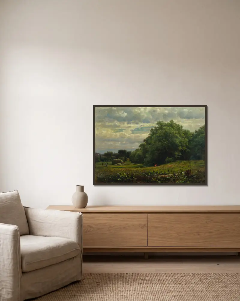 Čas sklizně, George Inness v rámu na stěně