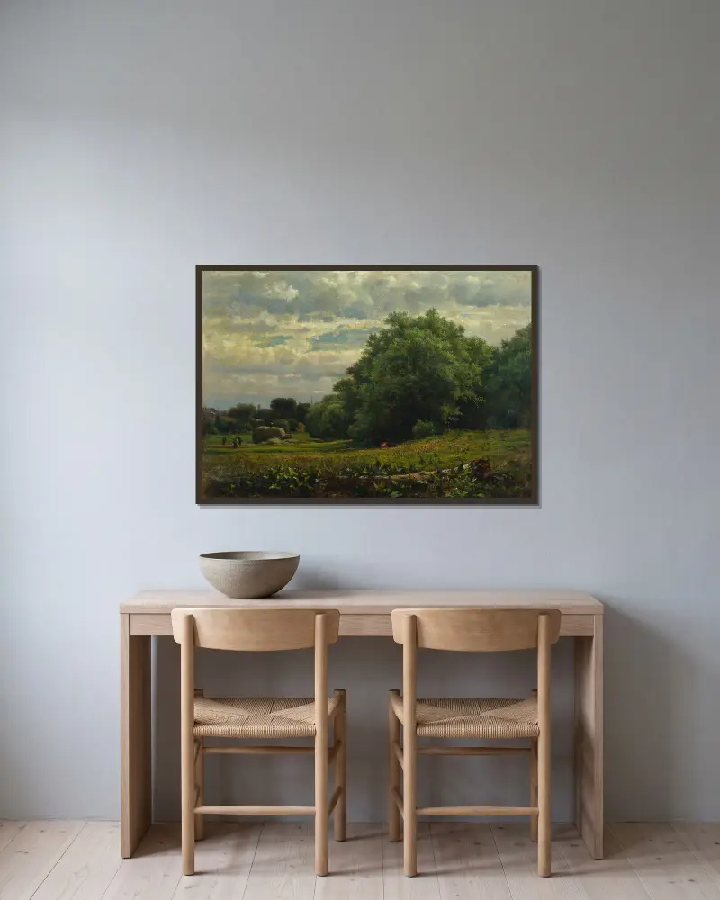 Čas sklizně, George Inness v rámu na stěně