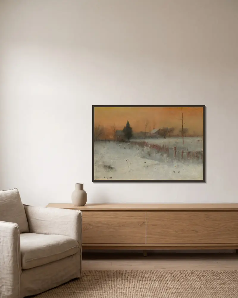 Heim in Montclair von George Inness gerahmt an einer Wand
