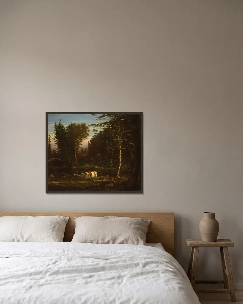 I Adirondacks av George Inness inramad på en vägg
