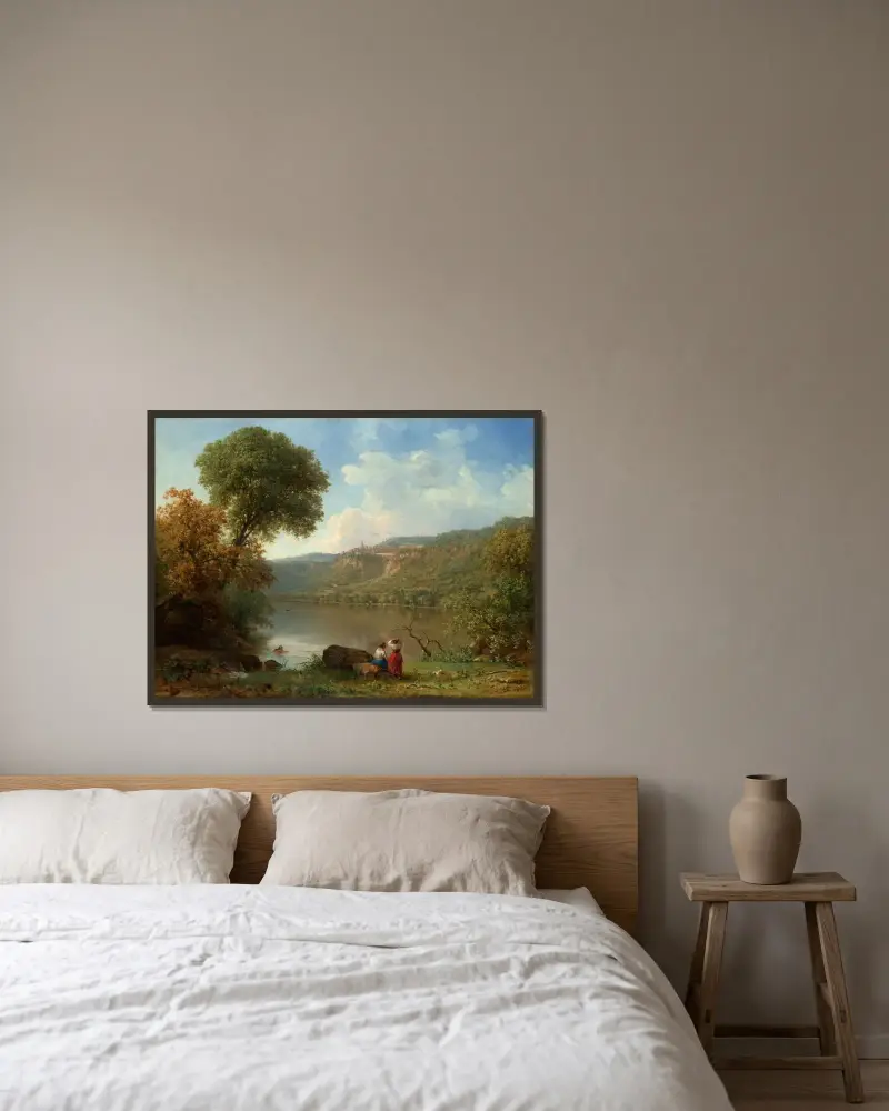 Lake Nemi av George Inness inramad på en vägg