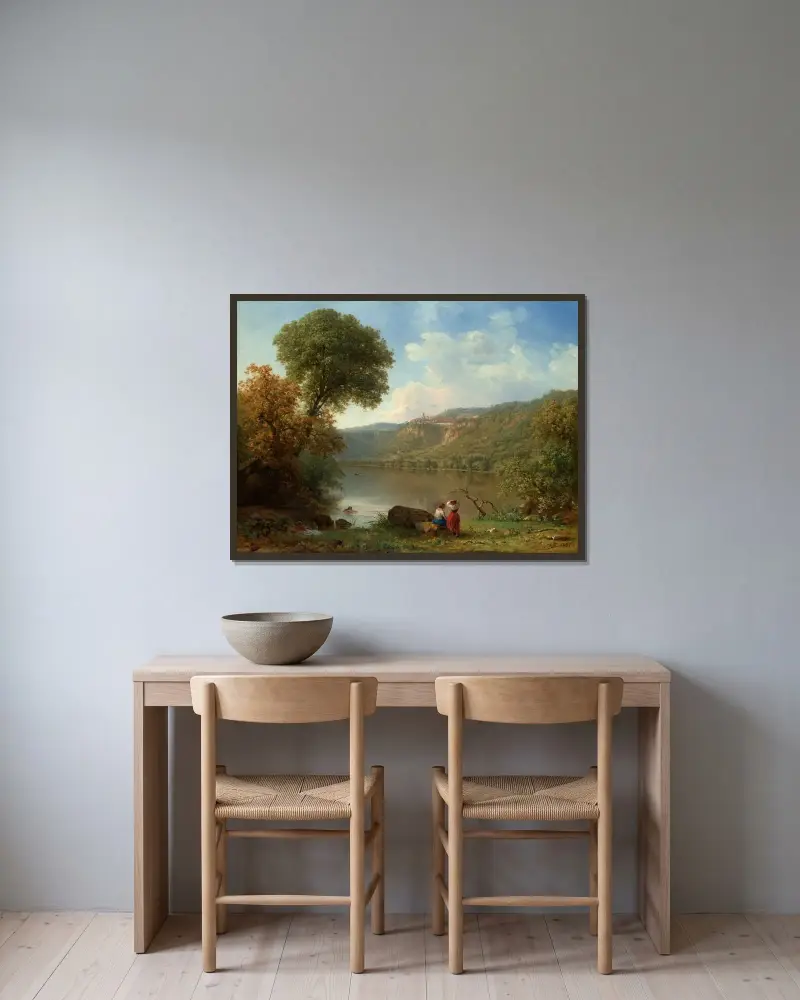 Lake Nemi av George Inness inramad på en vägg