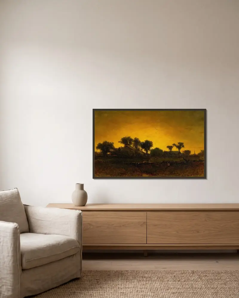 Ljuset segrar av George Inness inramad på en vägg