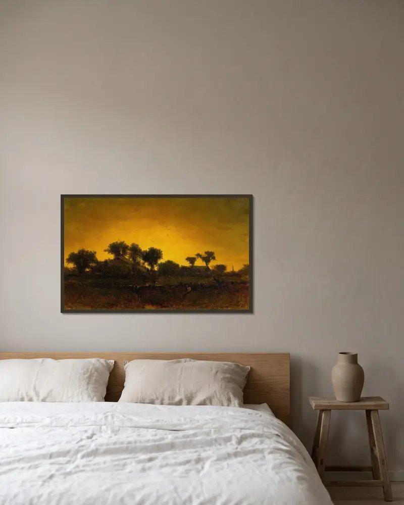 Ljuset segrar av George Inness inramad på en vägg