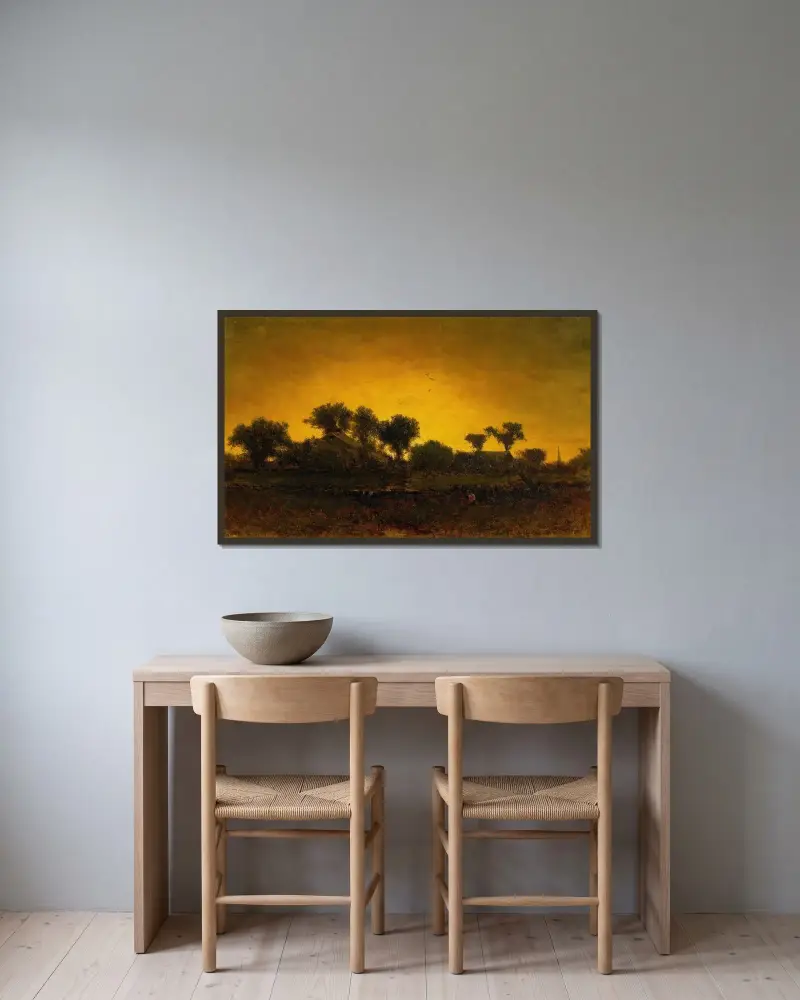 Ljuset segrar av George Inness inramad på en vägg