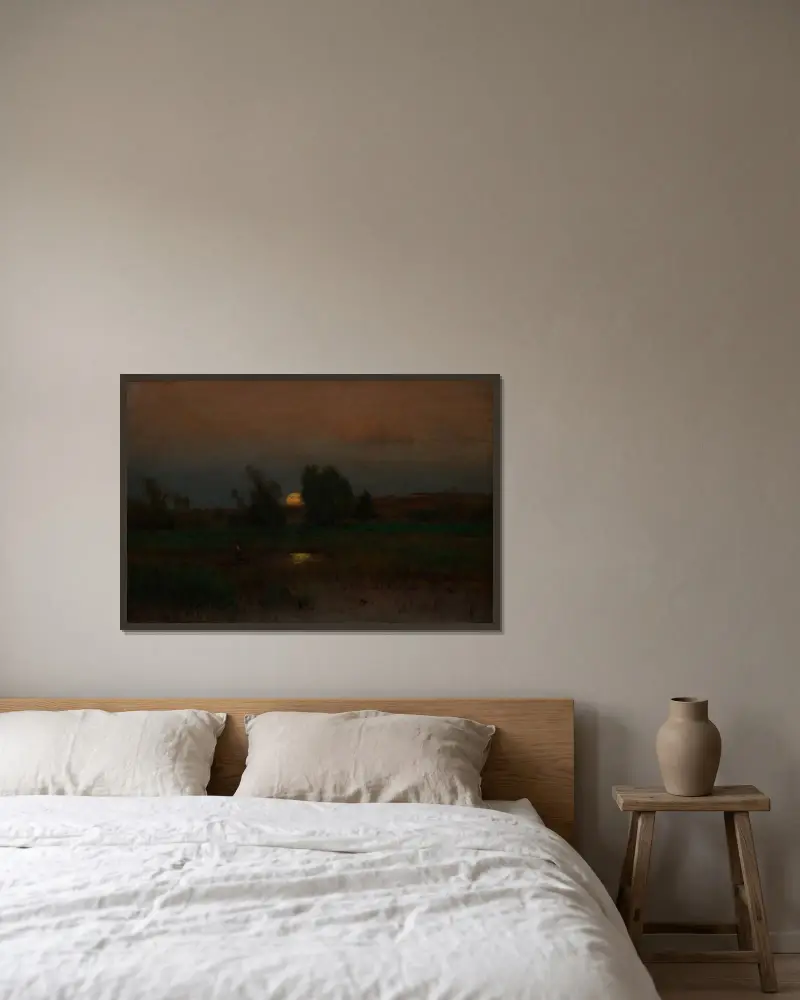 Månuppgång av George Inness inramad på en vägg