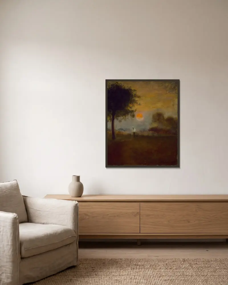 Månuppgång av George Inness inramad på en vägg
