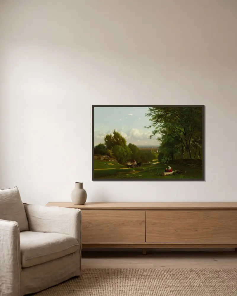 Near Leeds, New York av George Inness inramad på en vägg