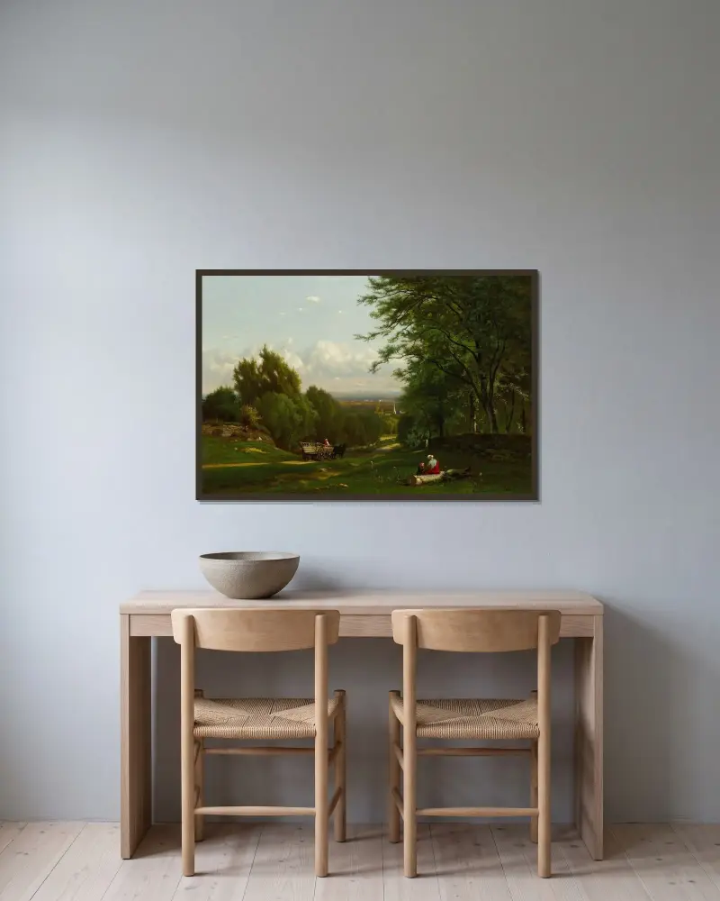 Near Leeds, New York av George Inness inramad på en vägg