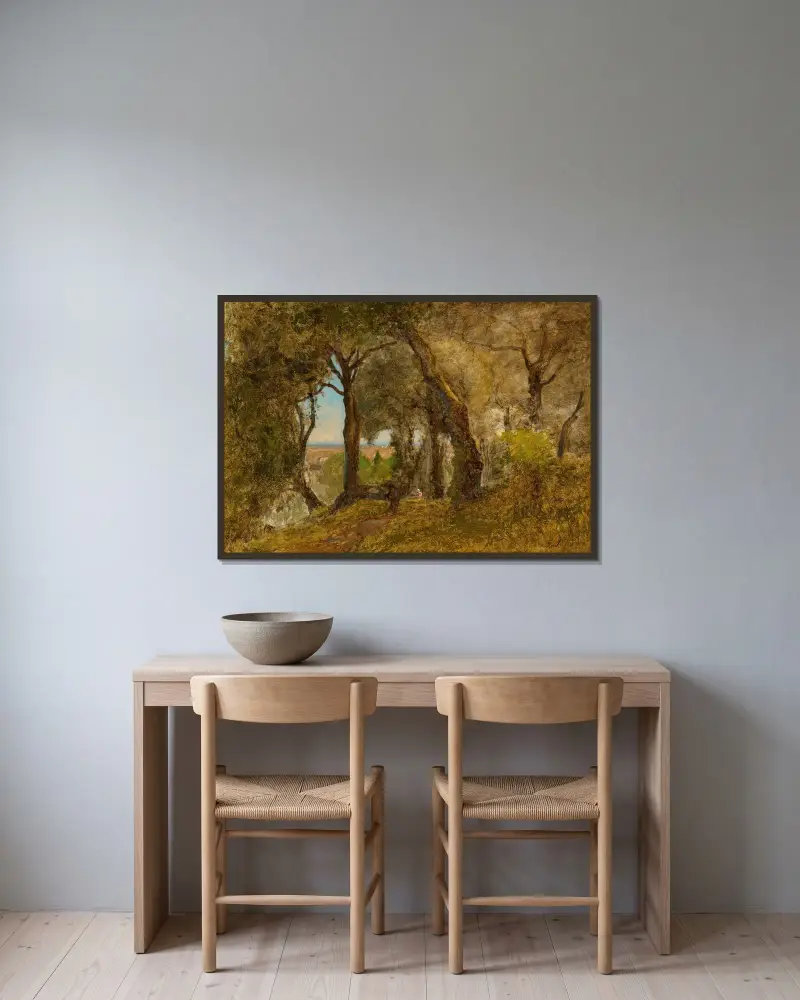 Olivträd, Albano, Italien av George Inness inramad på en vägg