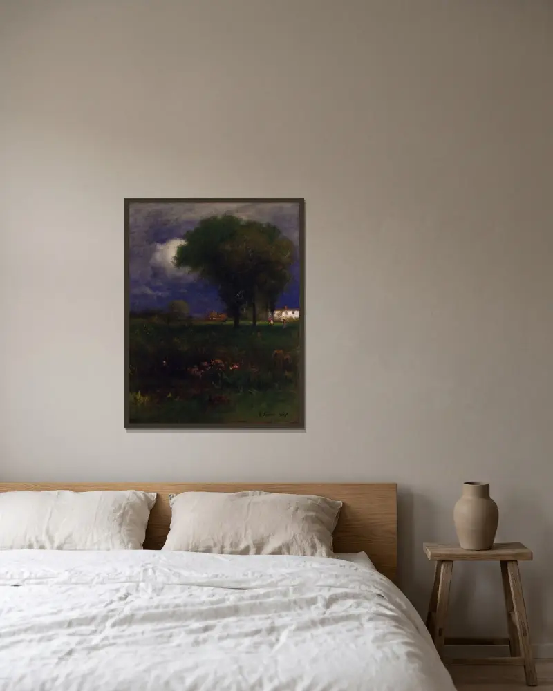 Septembereftermiddag av George Inness inramad på en vägg