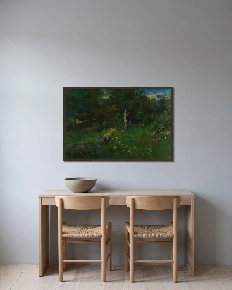 Sommar-lövverk av George Inness inramad på en vägg