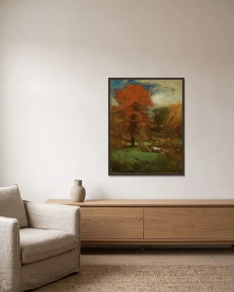 Kvarnen vid dammen av George Inness inramad på en vägg