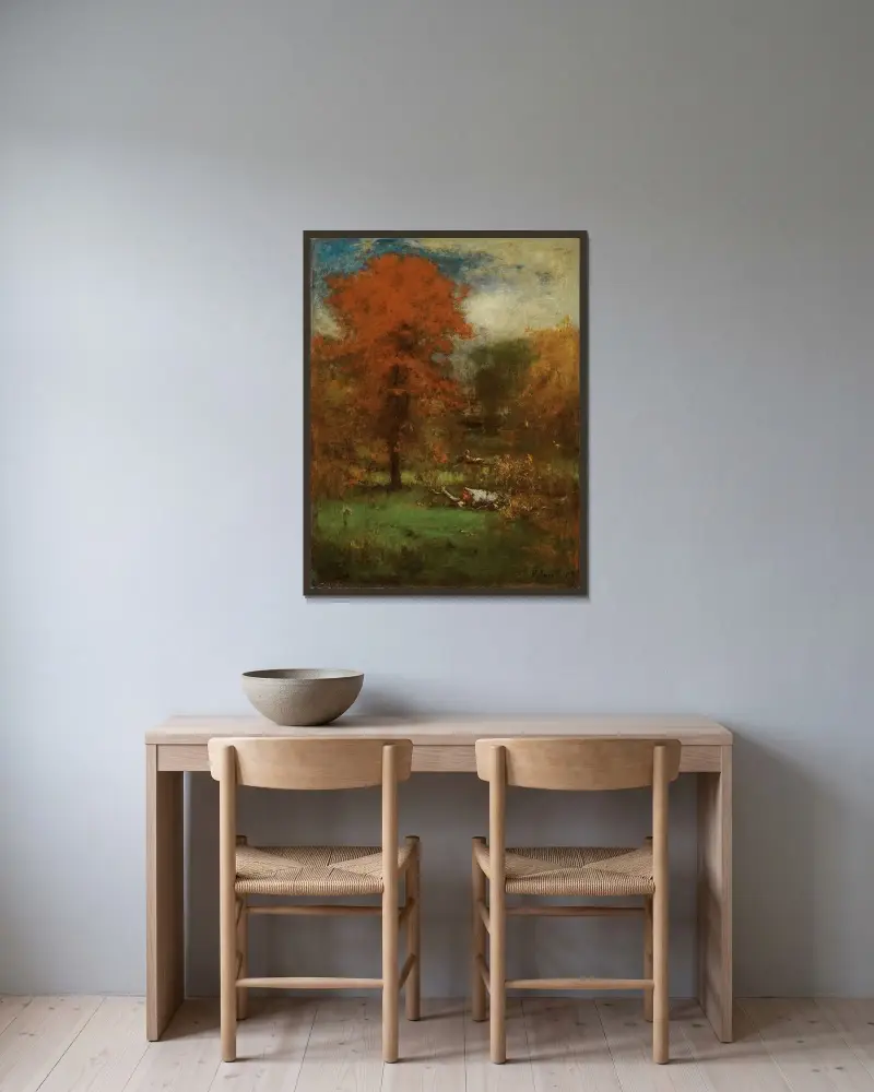Kvarnen vid dammen av George Inness inramad på en vägg