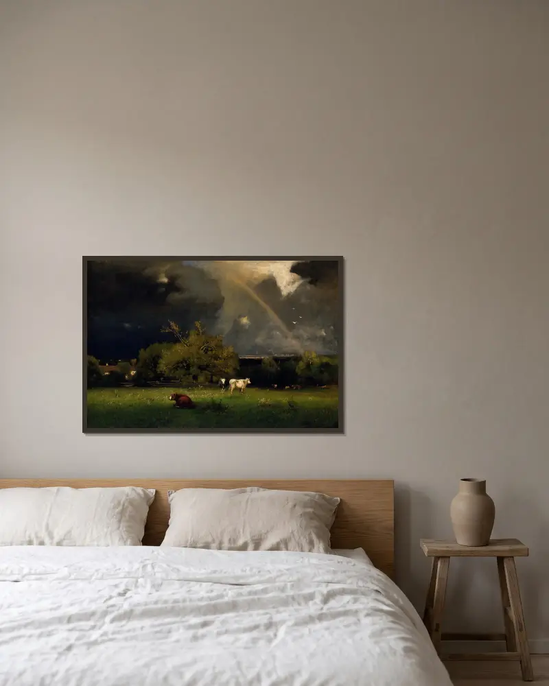 The Rainbow av George Inness inramad på en vägg