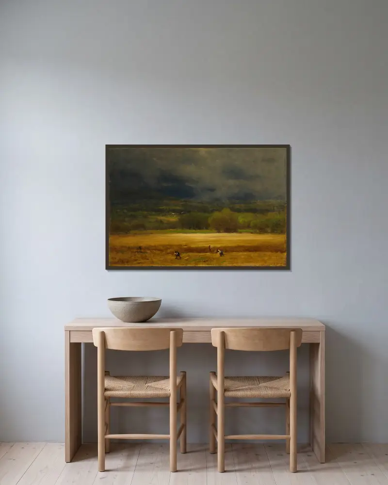 Das Weizenfeld von George Inness gerahmt an einer Wand