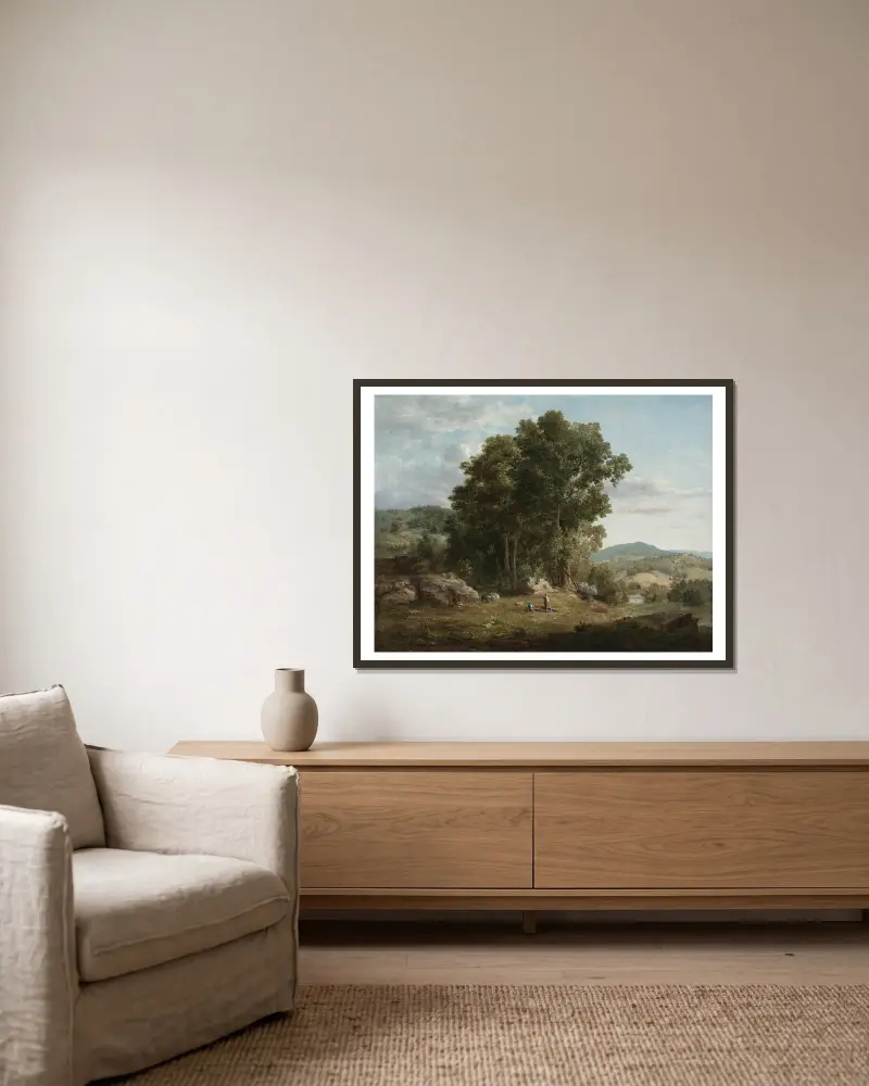 Dřevař, George Inness v rámu na stěně