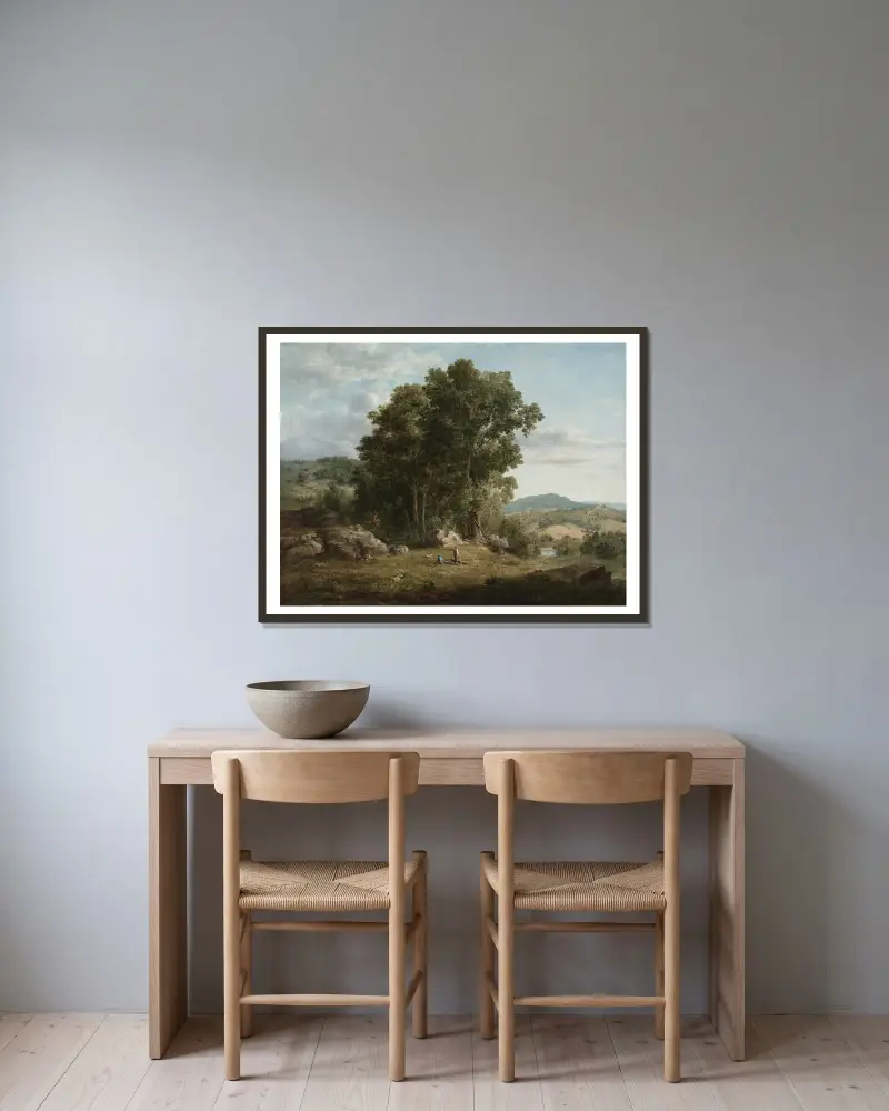 Dřevař, George Inness v rámu na stěně