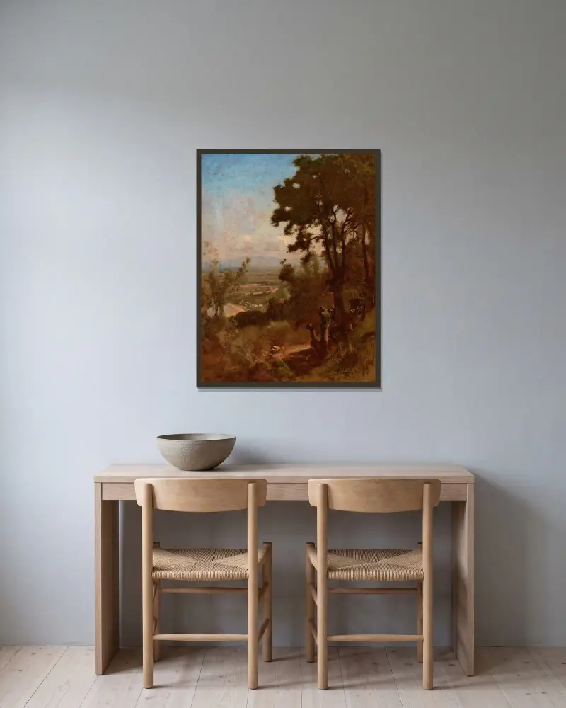 Dal nära Perugia av George Inness inramad på en vägg