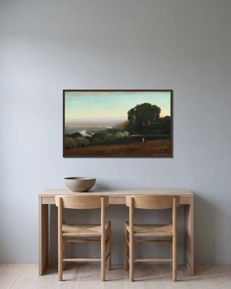 Utsikt över Tibern nära Perugia av George Inness inramad på en vägg