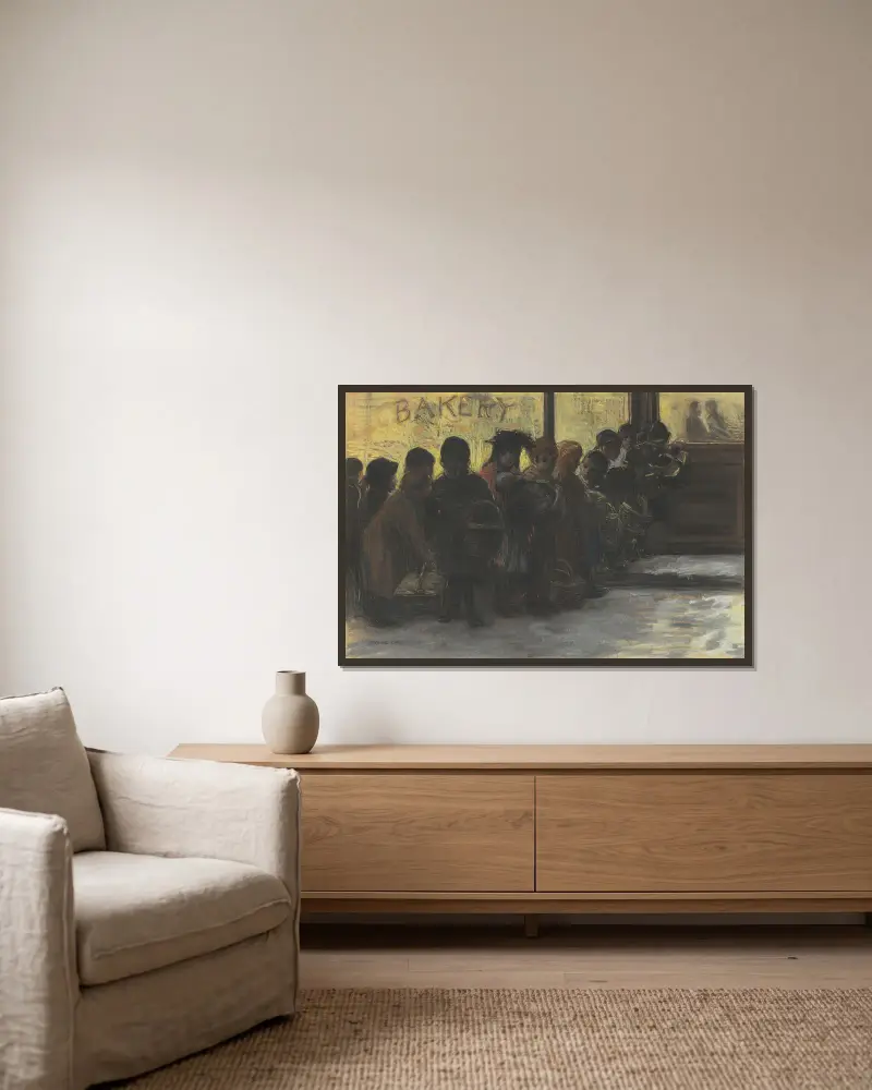 Fronta na chléb, George Luks v rámu na stěně