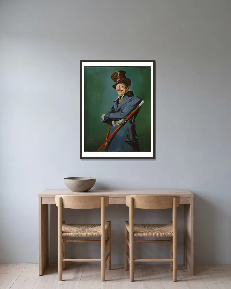 Otis Skinner as Col. Philippe Bridau av George Luks inramad på en vägg