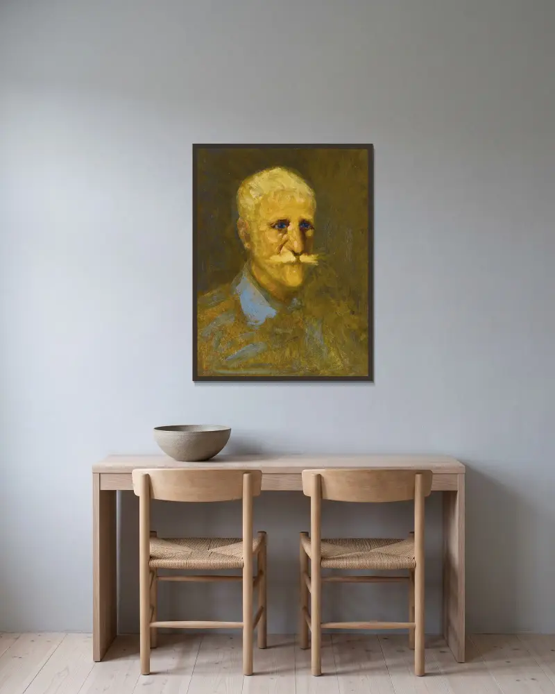 Porträtt av Maurice Prendergast av George Luks inramad på en vägg