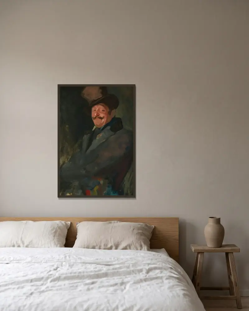 Portrait of Otis Skinner as Colonel Philippe Brideau (Study) av George Luks inramad på en vägg