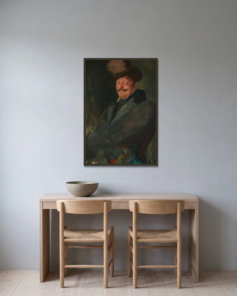 Portrait of Otis Skinner as Colonel Philippe Brideau (Study) av George Luks inramad på en vägg
