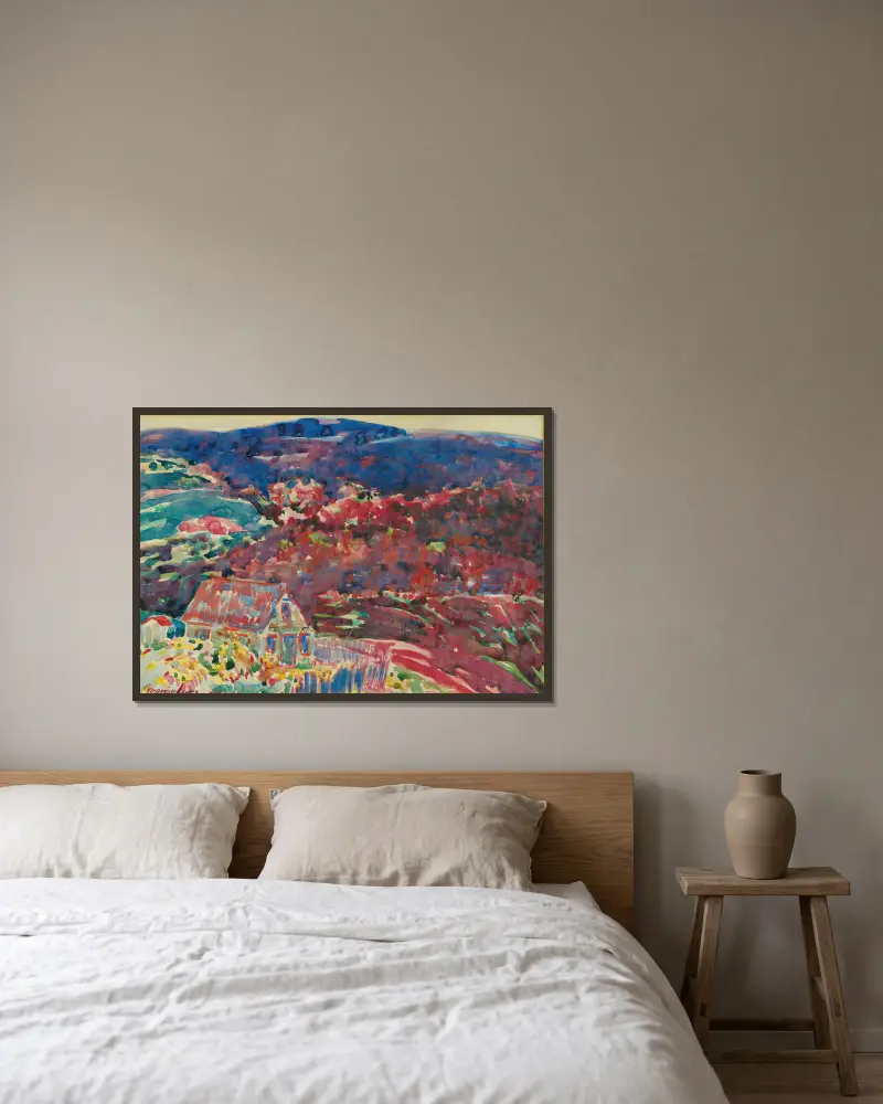 Purpurové kopce, George Luks v rámu na stěně