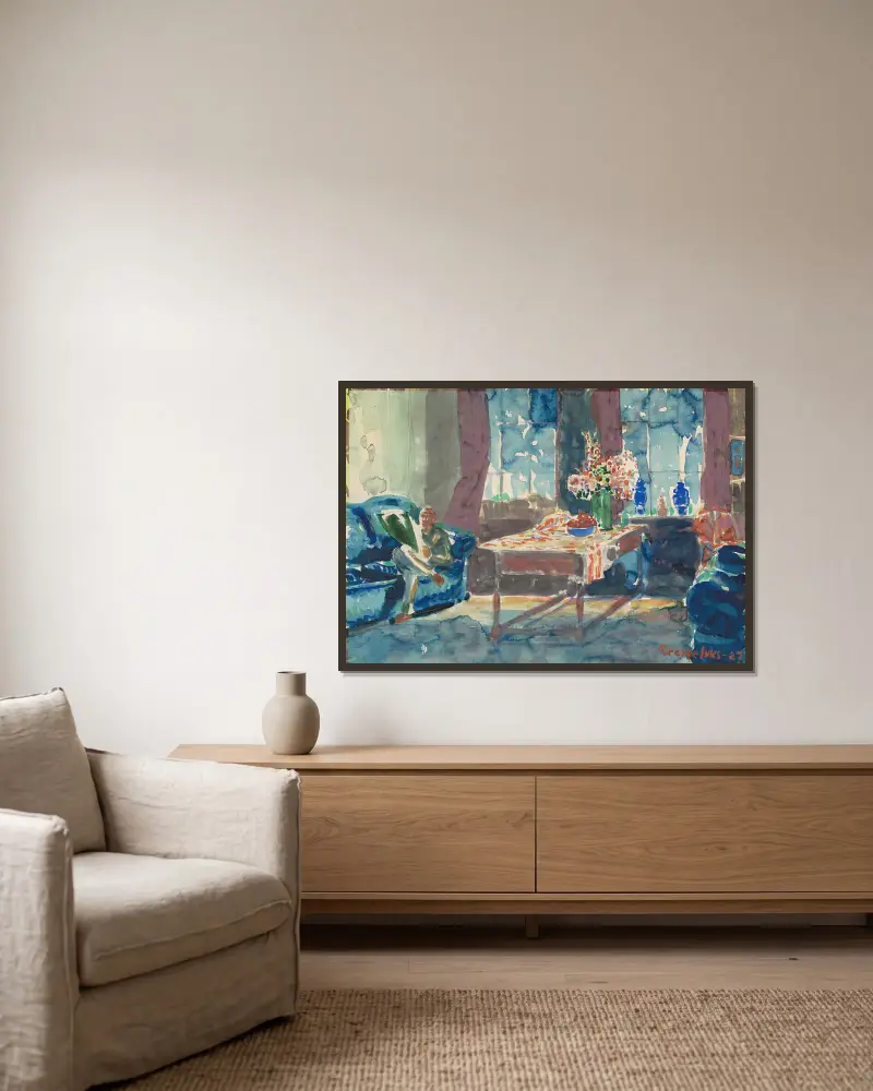 Self-Portrait – Interior Of My New York Apartment av George Luks inramad på en vägg