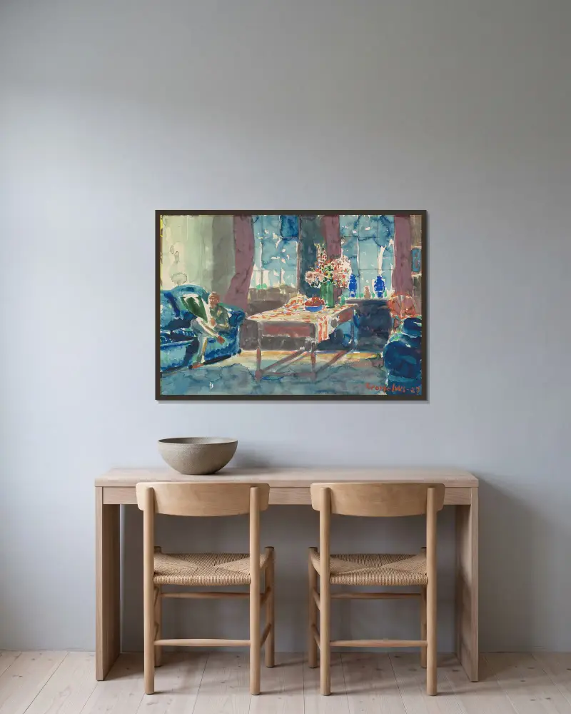 Self-Portrait – Interior Of My New York Apartment av George Luks inramad på en vägg