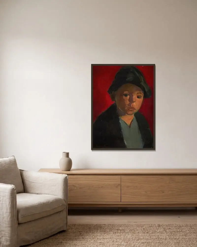 Skomakarlärlingen av George Luks inramad på en vägg