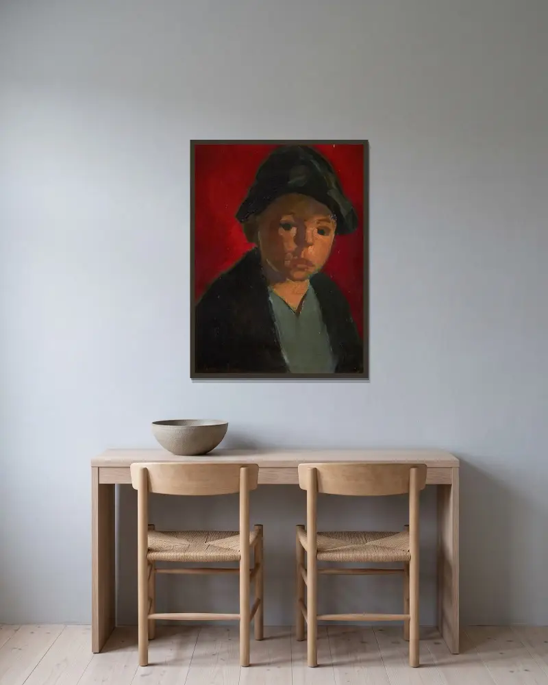 Skomakarlärlingen av George Luks inramad på en vägg