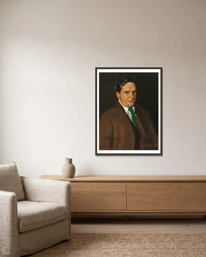 Zielony krawat (Portret Edwarda H. Smitha), George Luks w ramie na ścianie
