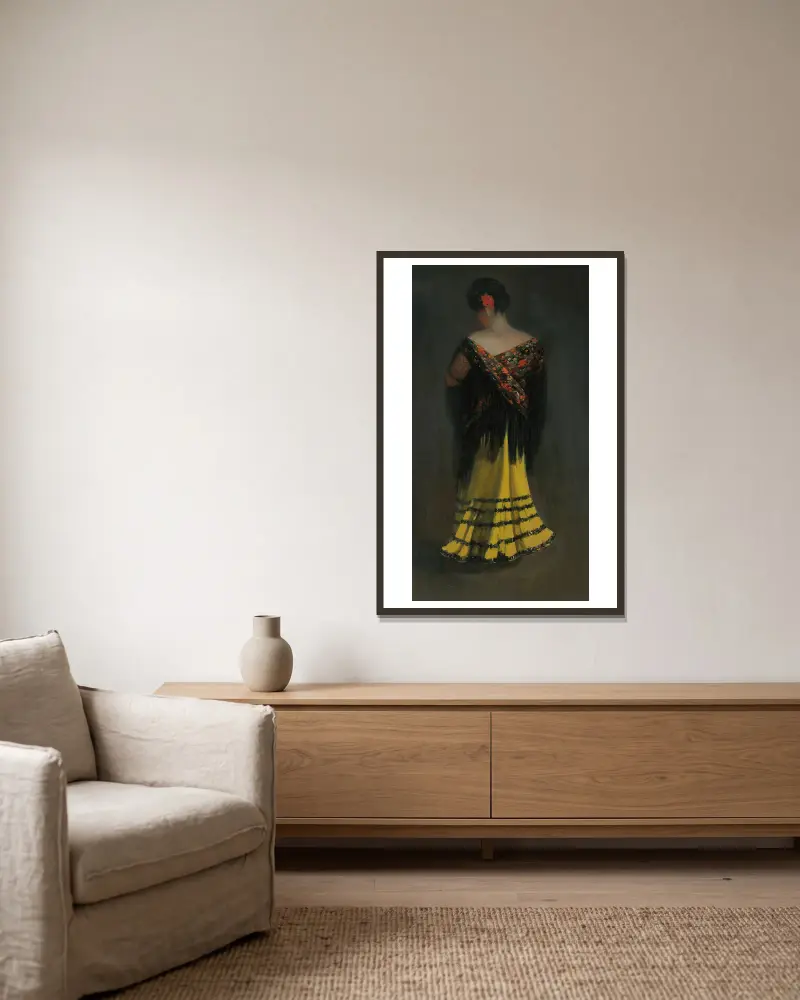 The Spanish Shawl; Portrait of Jeanne Frankenberg av George Luks inramad på en vägg