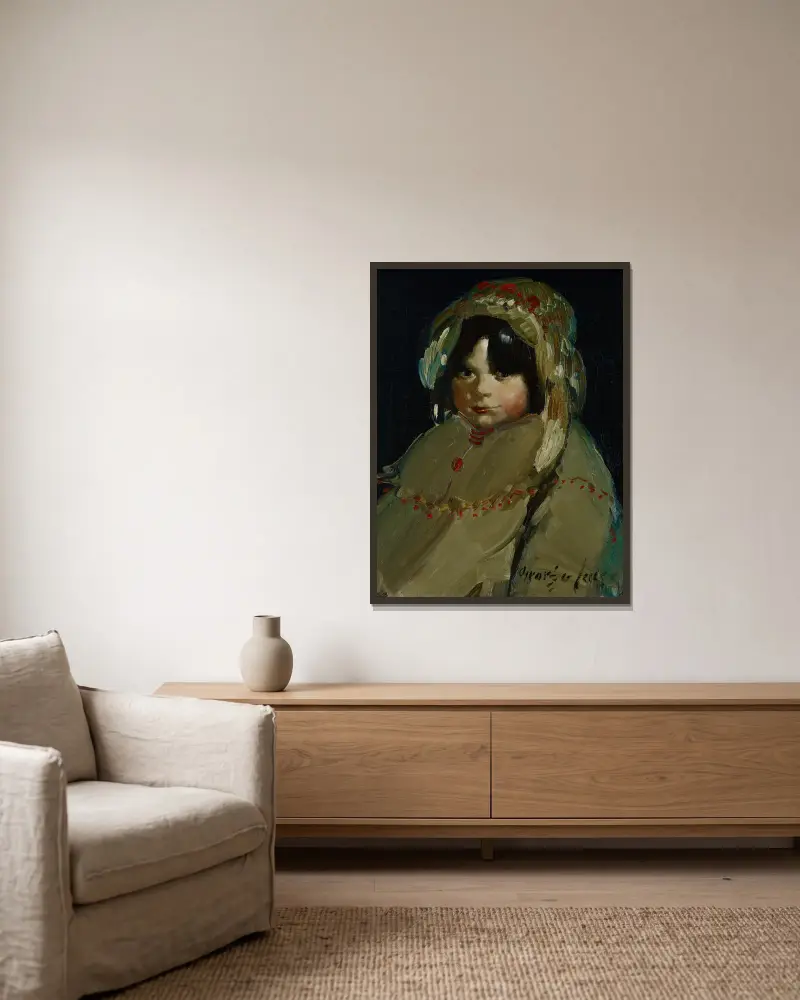 The Trapper’s Daughter av George Luks inramad på en vägg