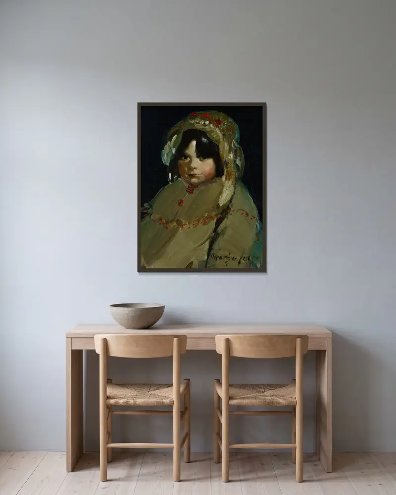 The Trapper’s Daughter av George Luks inramad på en vägg