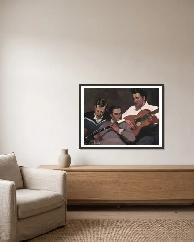 Three Top Sergeants von George Luks gerahmt an einer Wand