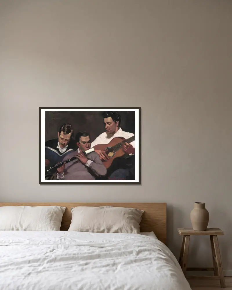 Three Top Sergeants von George Luks gerahmt an einer Wand