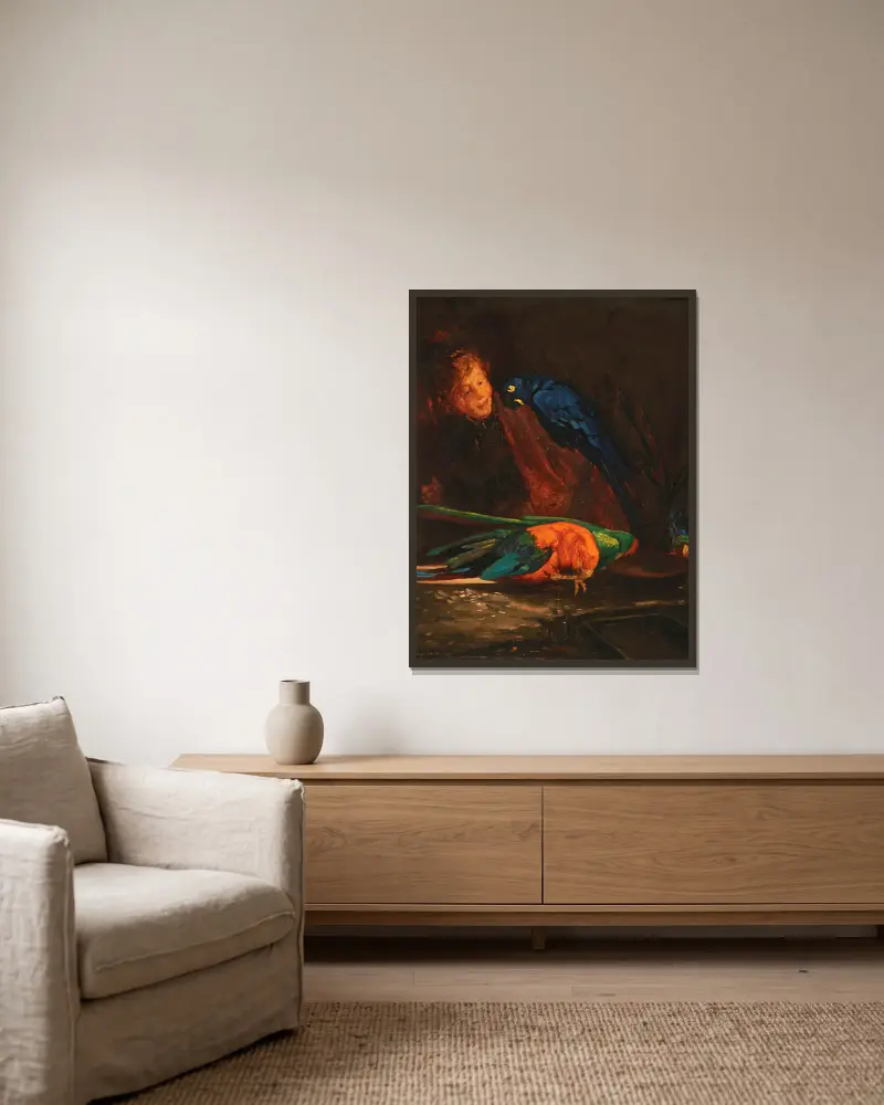 Frau mit Aras von George Luks gerahmt an einer Wand